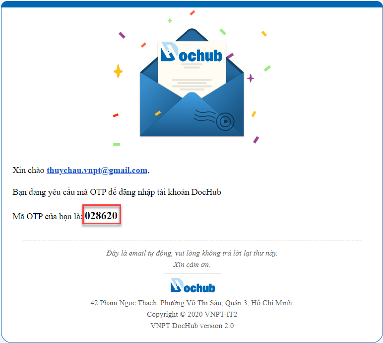 OTP email notification