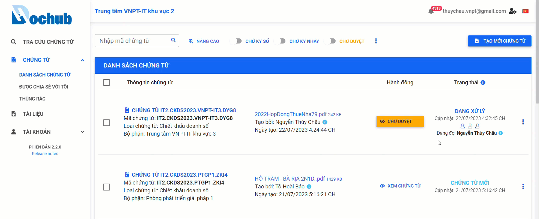 View document workflow