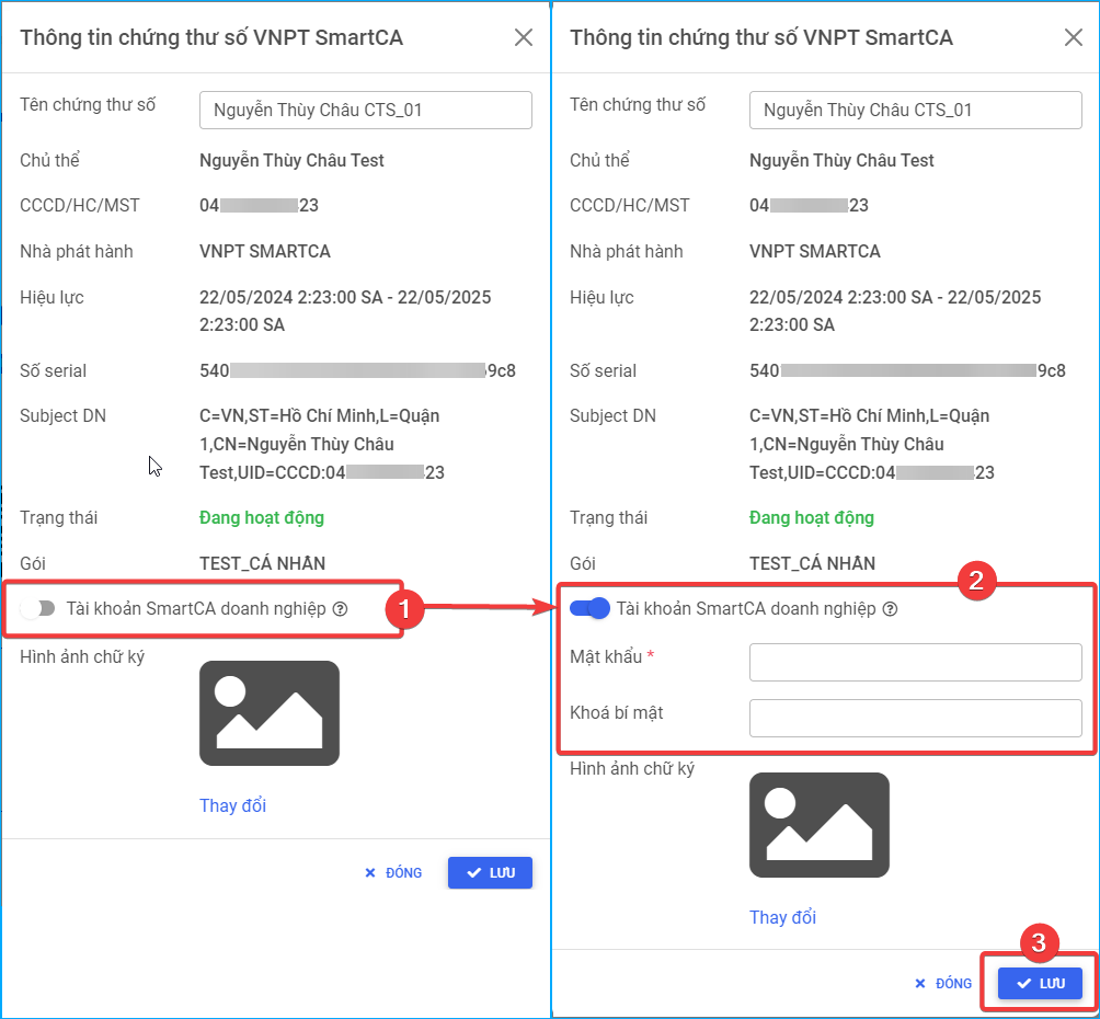 Enable Using Business VNPT SmartCA Account