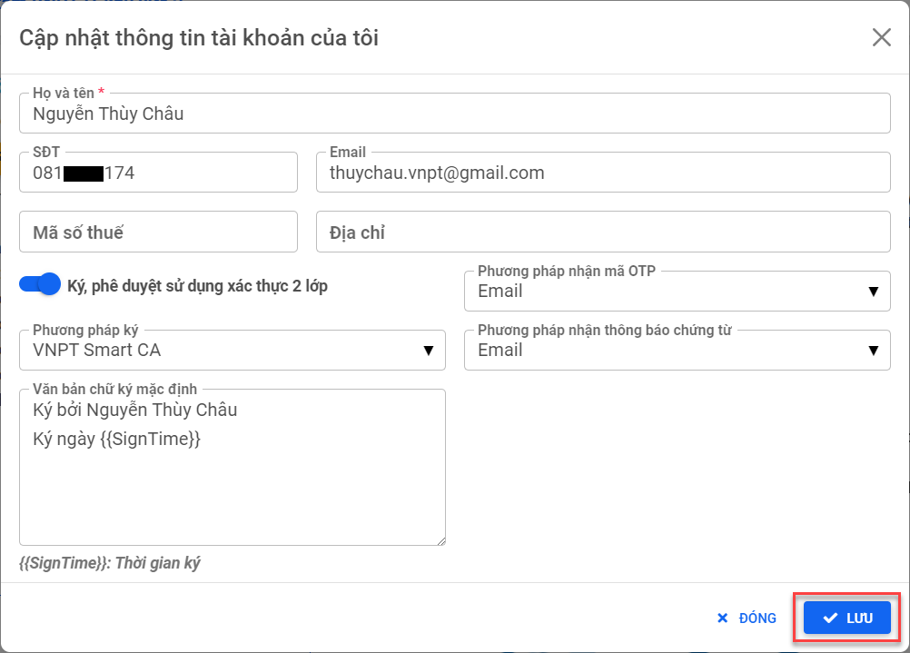 Update Personal Information