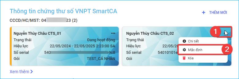 Đặt CTS làm mặc định